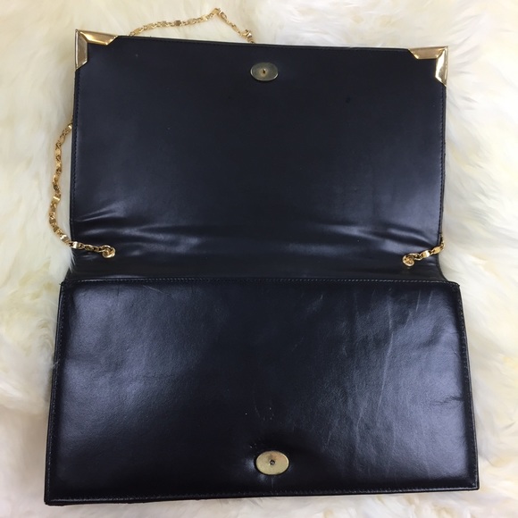 Rare Vintage VTG Mello Nary Black Leather Clutch - Picture 3 of 8